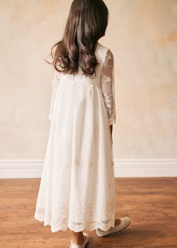 IVORY Elegant Communion Lace Dress with 3/4 Sleeves ( K16 )