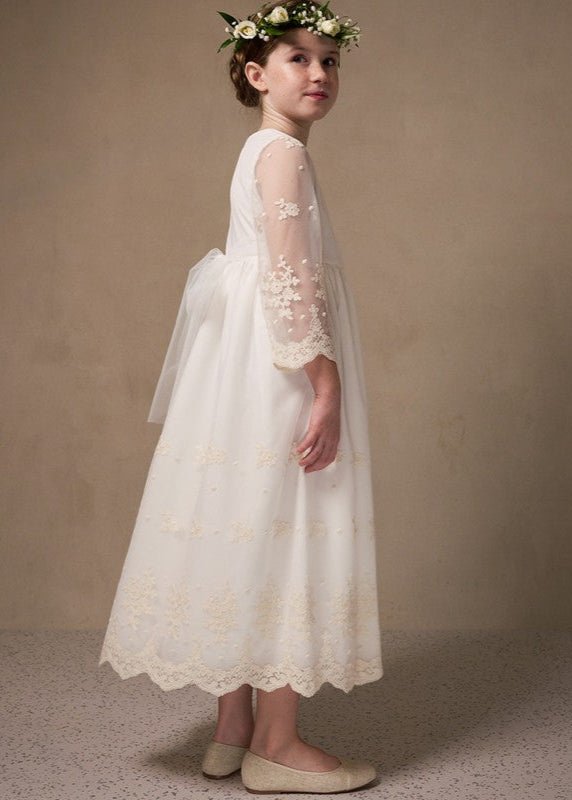 IVORY Elegant Communion Lace Dress with 3/4 Sleeves ( K16 )