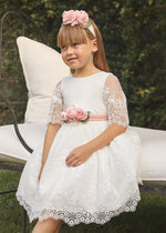 Ivory Girls Floral Tulle & Lace Dress (Abel & Lula)