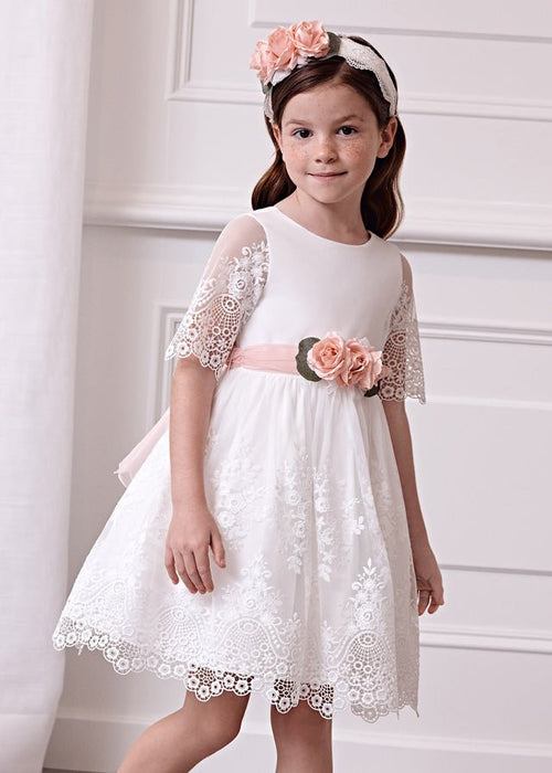 Ivory Girls Floral Tulle & Lace Dress (Abel & Lula)