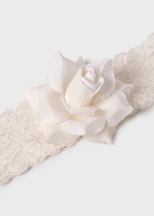 Ivory Girls' Lace Headband with Flower (Abel & Lula)