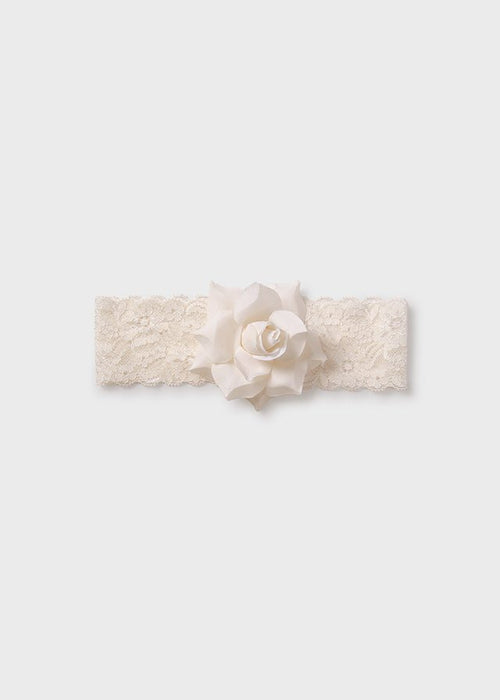 Ivory Girls' Lace Headband with Flower (Abel & Lula)