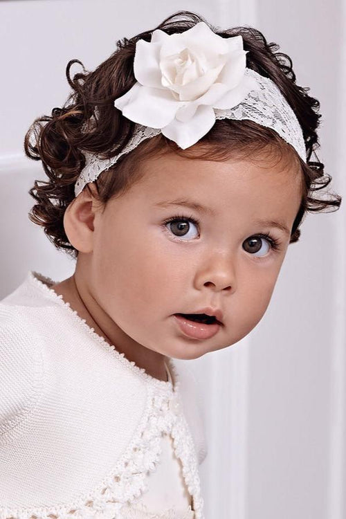 Ivory Girls' Lace Headband with Flower (Abel & Lula)