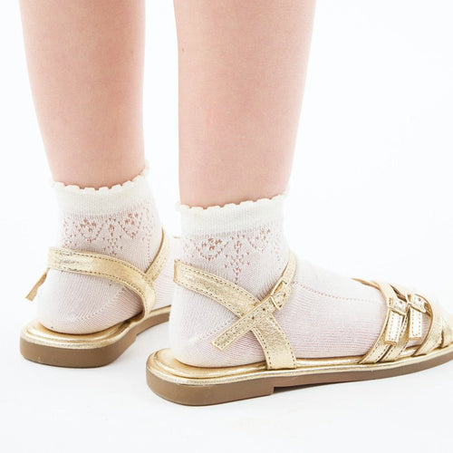 IVORY Girls Openwork Ankle Socks