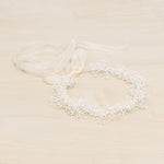 IVORY Gypsophila Tiara with Organza Ribbons