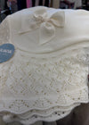 IVORY Knitted Baby Shawl With Ruffled Border