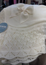 IVORY Knitted Baby Shawl With Ruffled Border