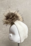 Ivory Knitted Fur Pom Headband