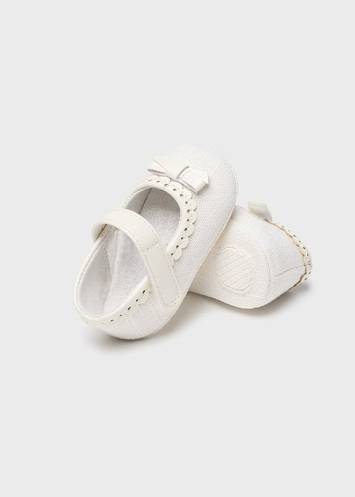 Ivory Linen Texture Baby Girls Woven Pre - Walker Shoes (mayoral)