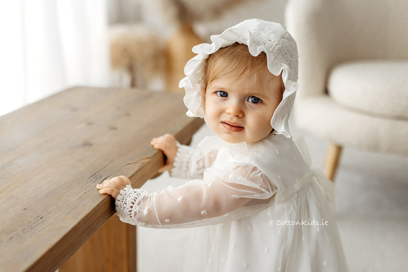 Ivory Long Sleeves Lace Christening Dress (SOFIA)