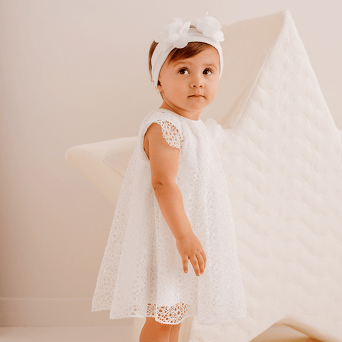 Ivory Luxury Italian Lace Baby Dress (Sofija) - CottonKids.ie - 12 month - 3 month - 6 month