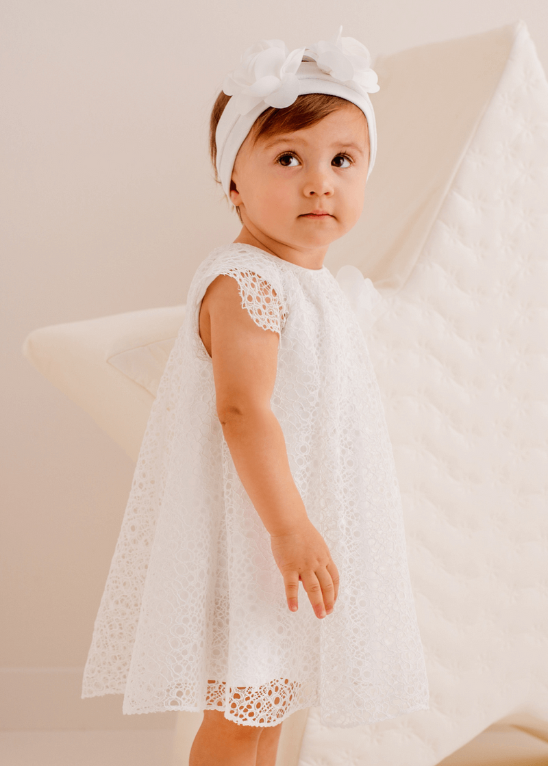 IVORY Luxury Italian Lace Baby Dress Sofija CottonKids.ie