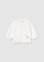 Ivory Newborn Boy Thick Winter Wool Cardigan