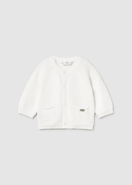 Ivory Newborn Boy Thick Winter Wool Cardigan