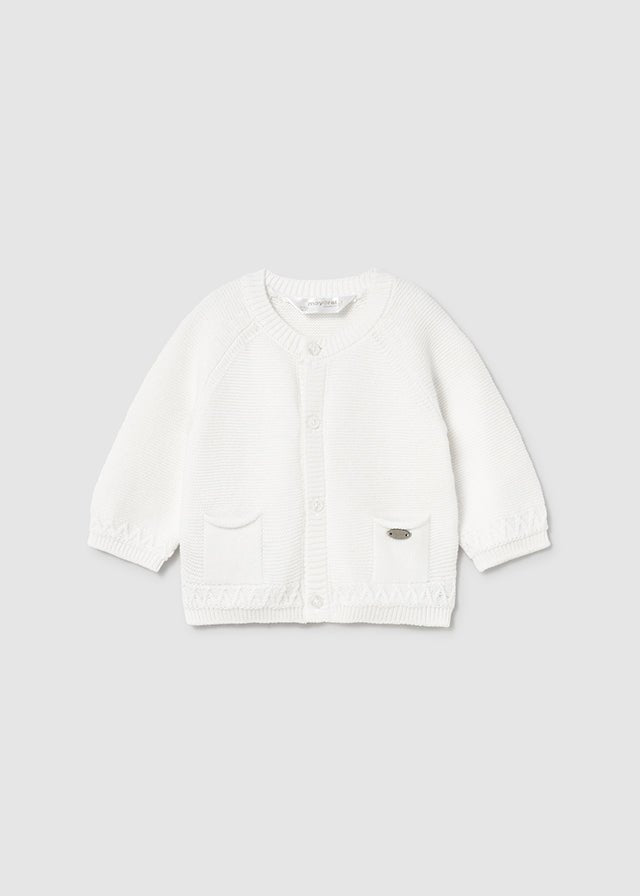 Ivory Newborn Boy Thick Winter Wool Cardigan