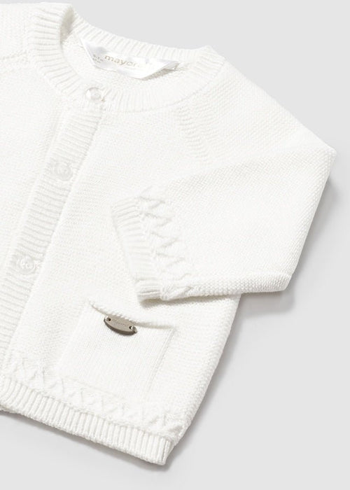 Ivory Newborn Boy Thick Winter Wool Cardigan