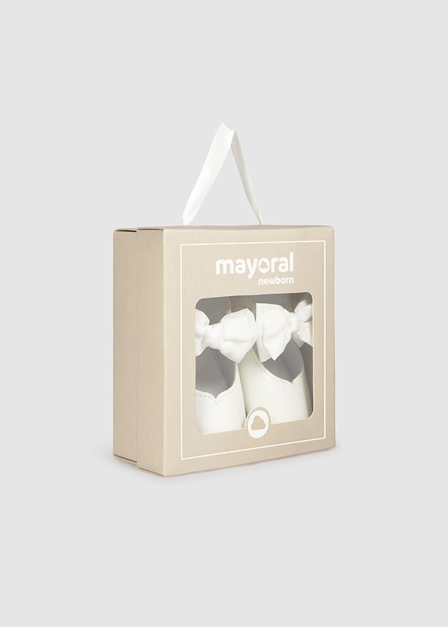 IVORY Newborn Girl Bow Mary Jane Shoes