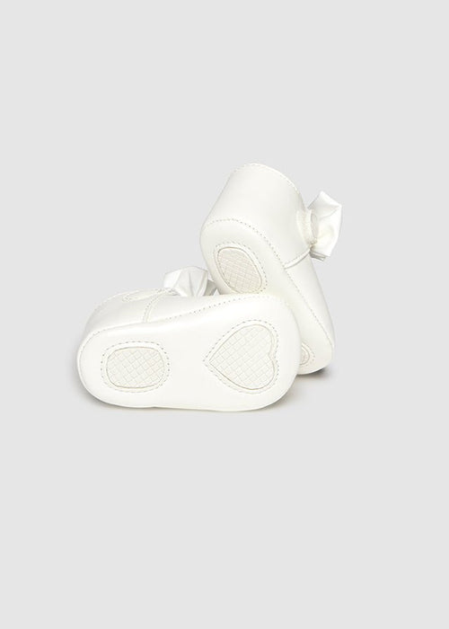 IVORY Newborn Girl Bow Mary Jane Shoes