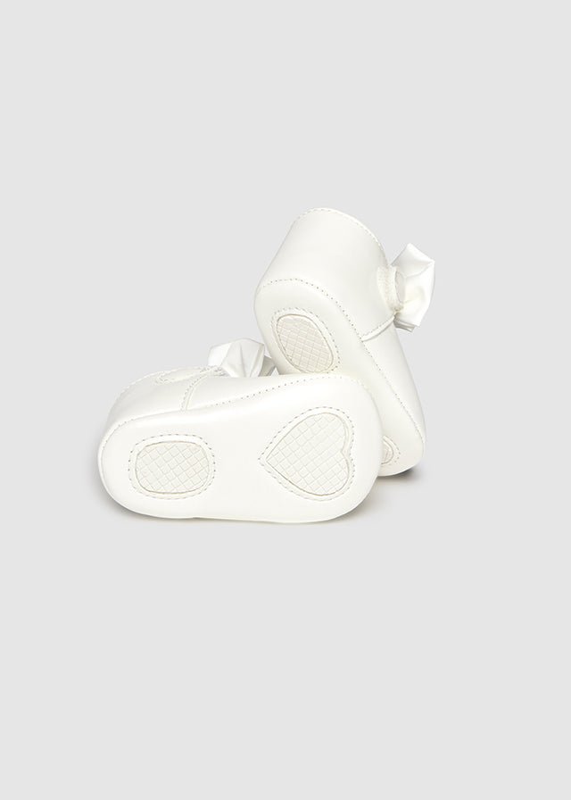 IVORY Newborn Girl Bow Mary Jane Shoes