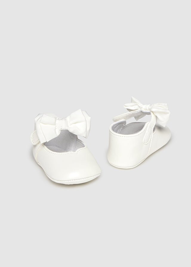 IVORY Newborn Girl Bow Mary Jane Shoes