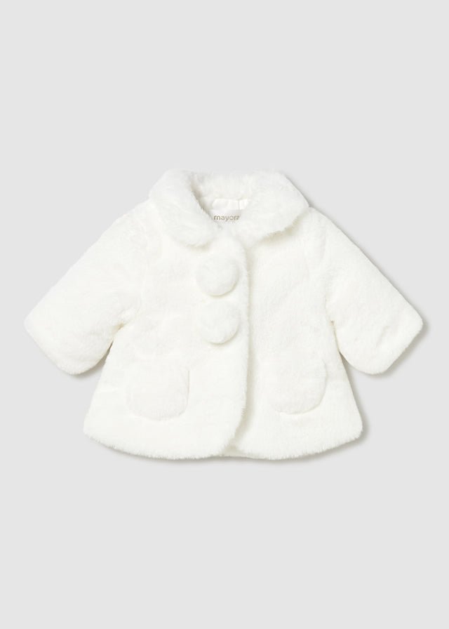 IVORY Newborn Girl Faux Fur Coat