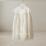 IVORY Short Sleeve Christening Dress Beads And Lace (LEYLA)