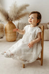 IVORY Short Sleeve Christening Dress Beads And Lace (LEYLA)