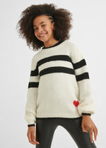 Ivory Striped Knitted Sweater