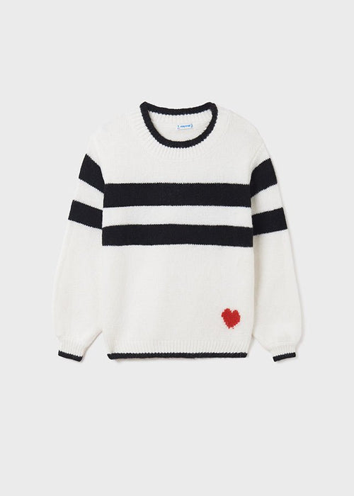 Ivory Striped Knitted Sweater