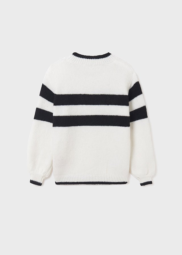 Ivory Striped Knitted Sweater