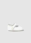 Ivory/Of White Newborn Girl Mary Jane Shoes