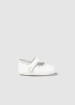 Ivory/Of White Newborn Girl Mary Jane Shoes