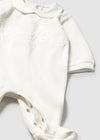 kriksto ??? Newborn Girl Off - White Velour Onesie
