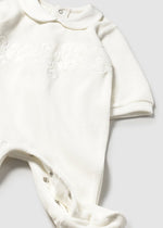 kriksto ??? Newborn Girl Off - White Velour Onesie