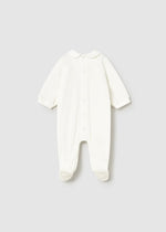 kriksto ??? Newborn Girl Off - White Velour Onesie