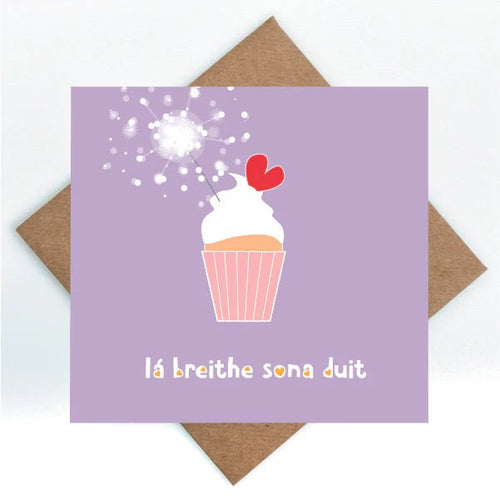 Lá Breithe Sona Duit - Lilac (Happy Birthday) - CottonKids.ie - Card - Greeting Cards - Little Paper Mill -