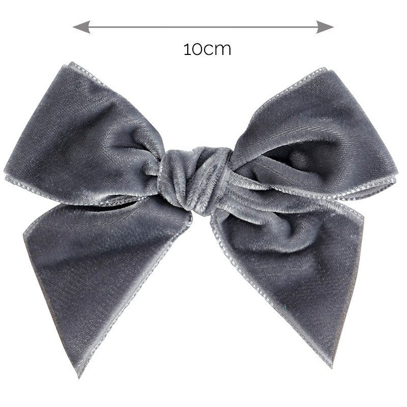 LIGHT GREY Velvet Bow Hair Clip
