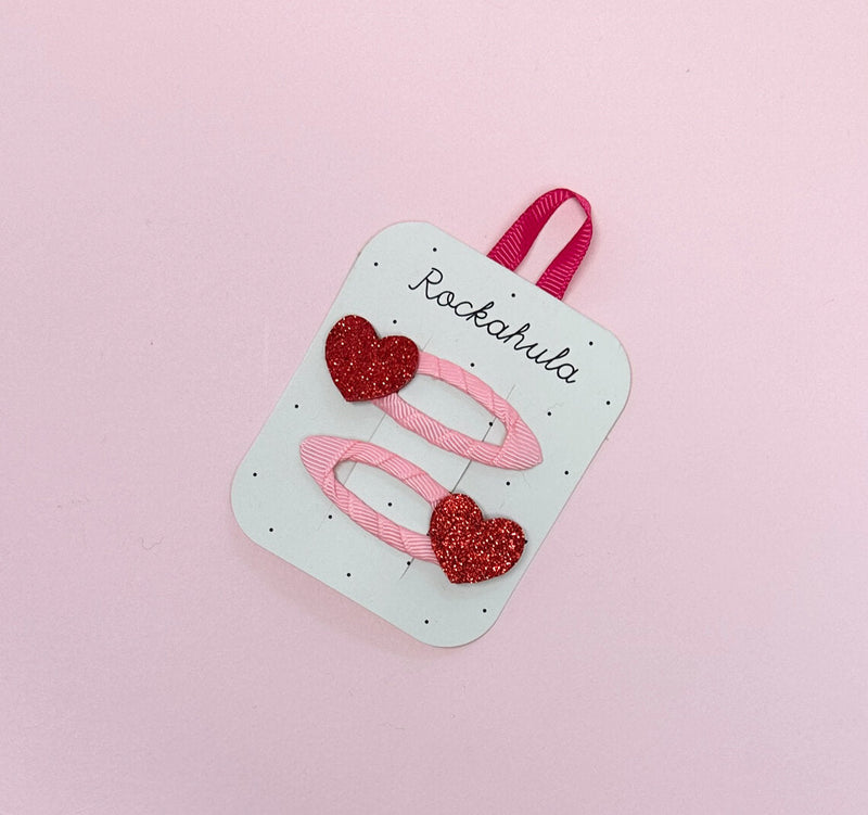 Love Heart Glitter Clips