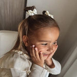 Miss Hair Ties With Double Bow - Ivory Satin (Your Little Miss) - CottonKids.ie - Hair accessories - Girl - Hair Accessories - Your Little Miss
