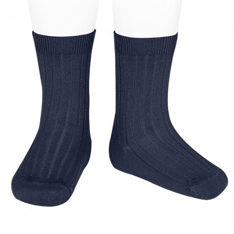 NAVY BLUE Basic Rib Cotton Short Socks (A/W)