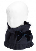 NAVY BLUE Girls Scarf with Velvet Bow