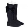 NAVY Cotton Knee Socks With Side Grosgrain Bow (Condor) (A/W)