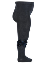 NAVY Cotton Tights with Velvet Bow (A/W)