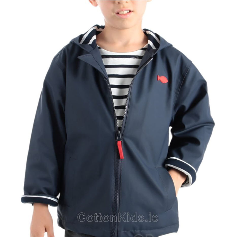 Navy Waterproof Fleece - Lined Raincoat