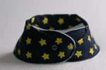 Navy with yellow stars organic cotton DribbleBoo bandana bib