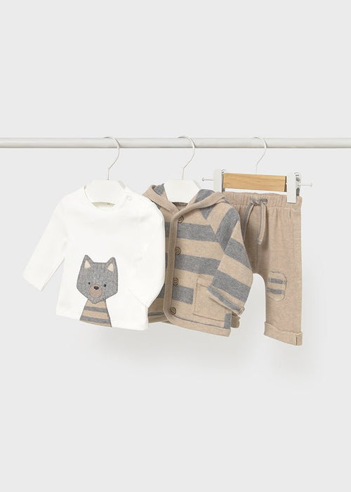 Newborn Boy 3 - Piece Tracksuit With Wolf Motif