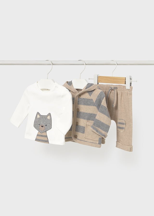 Newborn Boy 3 - Piece Tracksuit With Wolf Motif