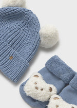 Newborn Boy Bear Face Hat & Socks Set