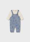 Newborn Boy Blue Alphabet Jacquard Romper