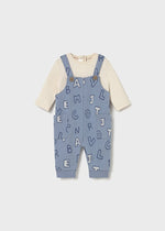 Newborn Boy Blue Alphabet Jacquard Romper